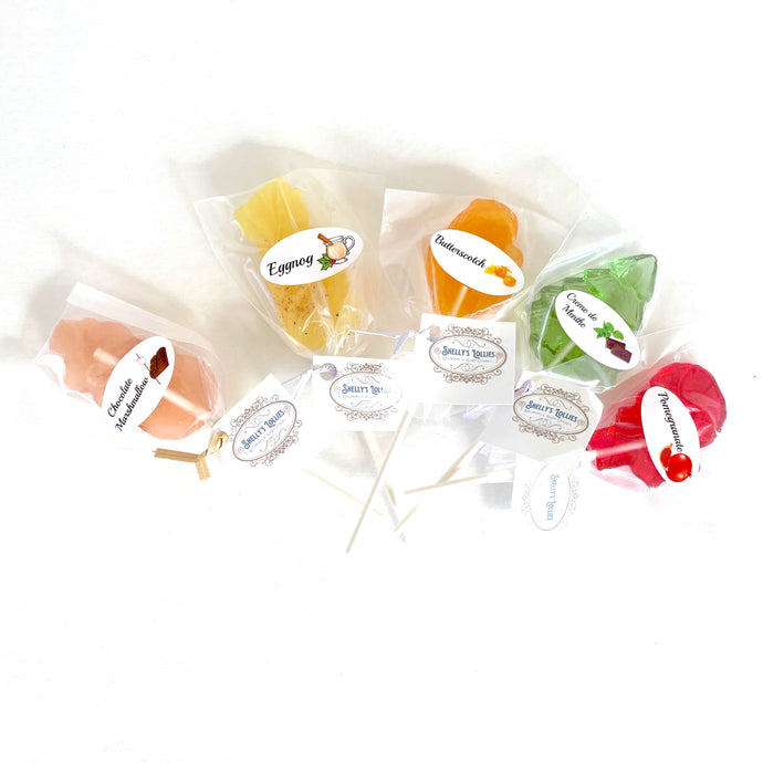 assorted holiday shaped lollipops, clear toy, hard candy, lollipops, old fashioned lollipops, Christmas shaped lollipops, Christmas shapes