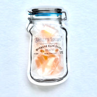 
              peach hard candy in a mason jar pouch.  pint size and quart size.  from shellys lollies
            